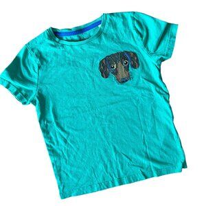 Mini Boden Dog Superstitch Tee Embroidered Dachshund Dog Size 7 Size 8